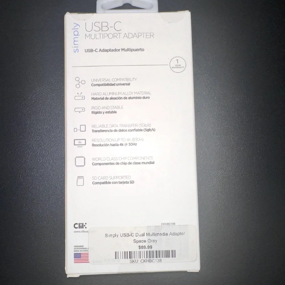 USB-C Multiport Adapter 7 in 1, (BRAND NEW - UNOPENED BOX) -Simply - CKHBC138
